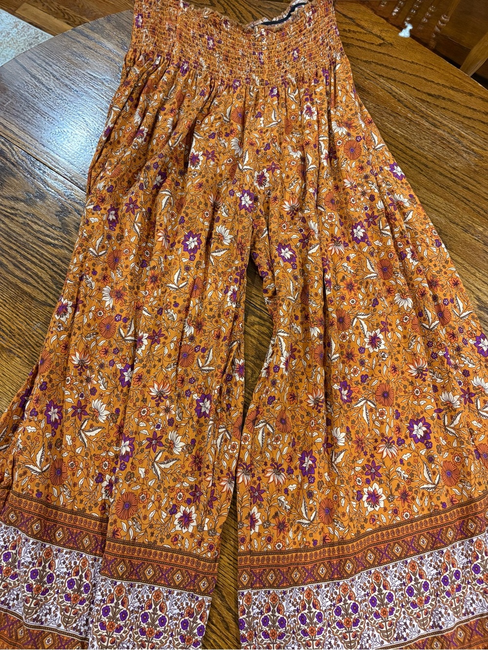 NATURAL LIFE Orange Floral Maxi Skirt with Purple & White Accents
